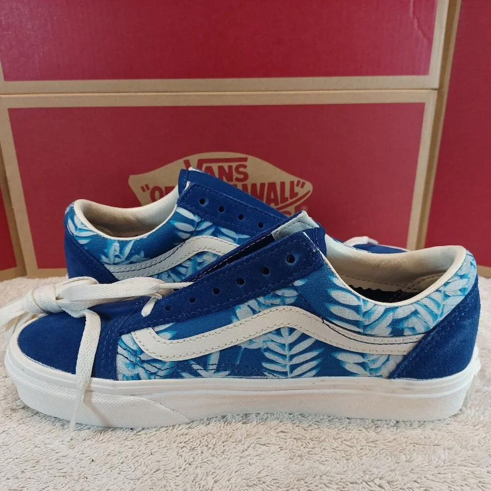 Vans Men's 4.5/Women's 6 Old Skool Solar Floral Blue and White VNOA4U3BWV8